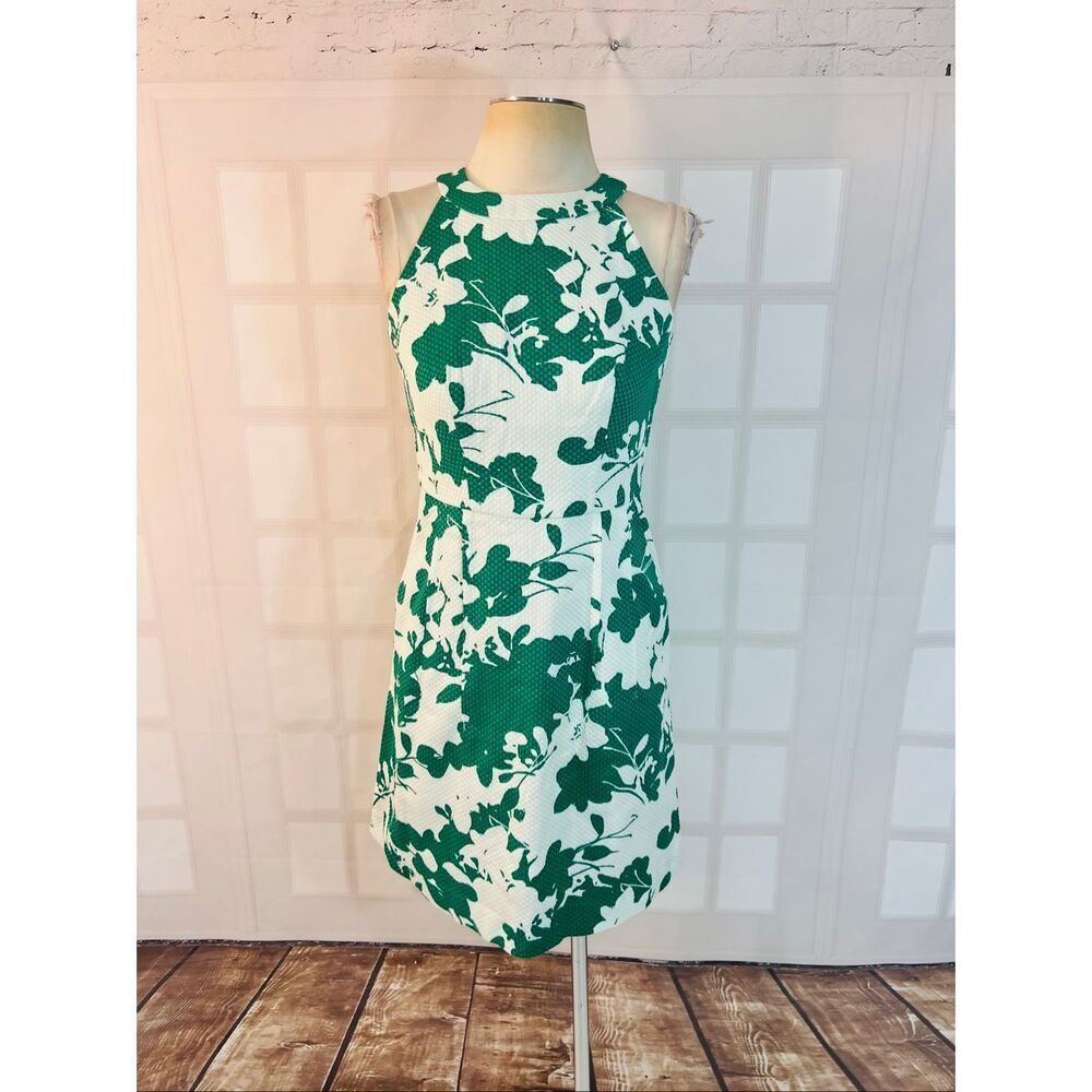 The Limited Green White Halter Floral Sleeveless Mini Dress Size 00 Petite